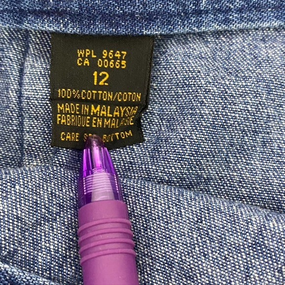 Eddie Bauer denim wrap skirt with‎ buffalo plaid lining - Picture 6 of 8